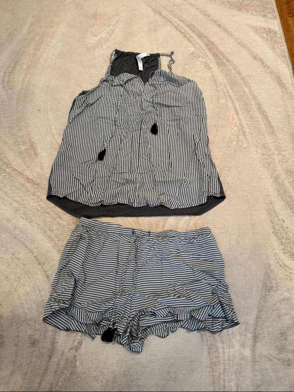 Gilligan & O'Malley Black and White Striped Pajama Cami & Shorts Set